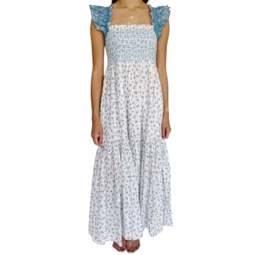 LoveShackFancy Constantine Dress – Vista Blue – Size Medium - Picture 2 of 7